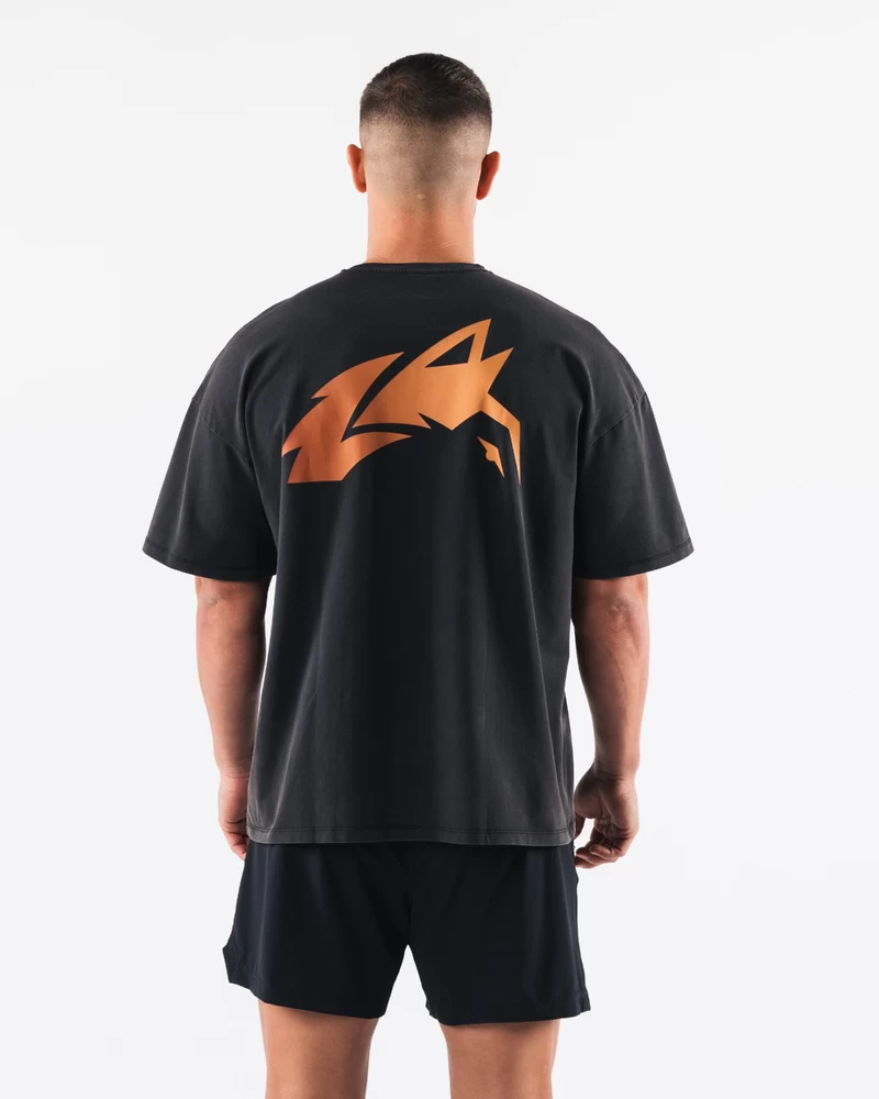 Alphalete Breathe More Tee - Washed Black / Orange