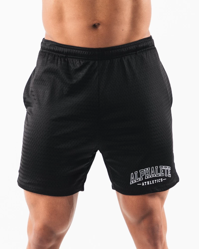 Alphalete AA شبكي قصير 6 بوصة - أسود
