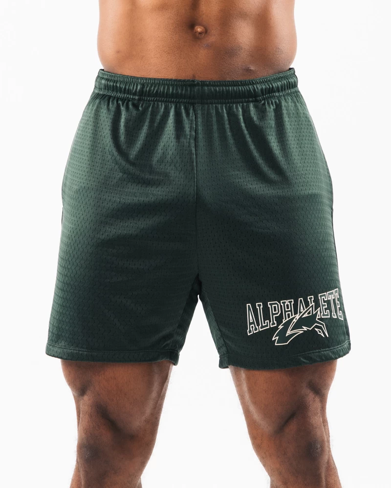 Alphalete Wolf Head Mesh Short 6" - Evergreen