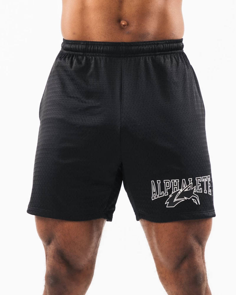 Alphalete Wolf Head Mesh Short 6" - Black / Sea Shell