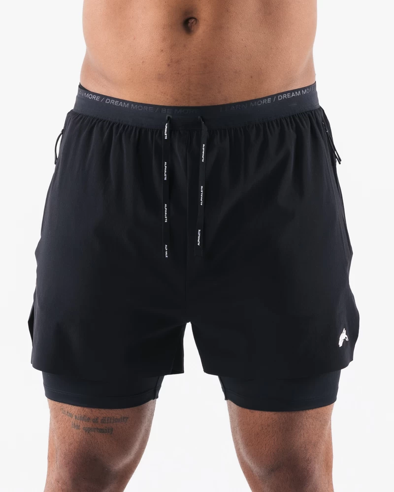 Alphalete Elite Swift Short 5" - Black / White