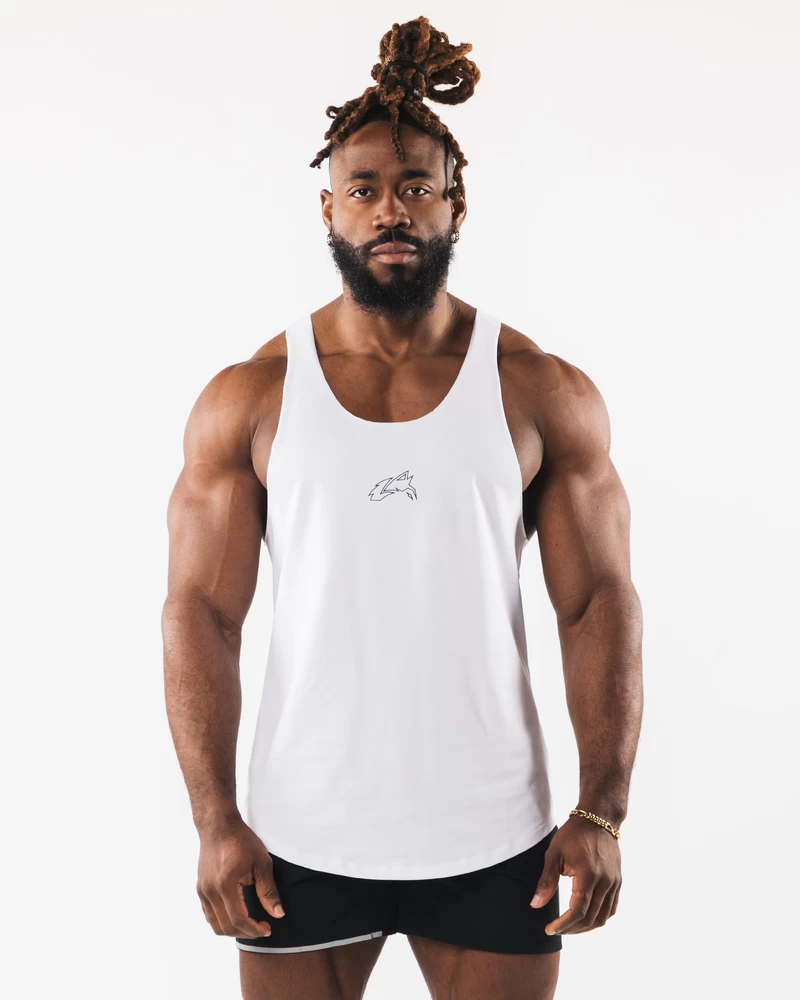 Alphalete Wolf Head Raw Cut Tank - White