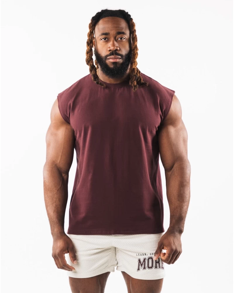 Alphalete Brushed Wolf Head Muscle Tank - Sangria