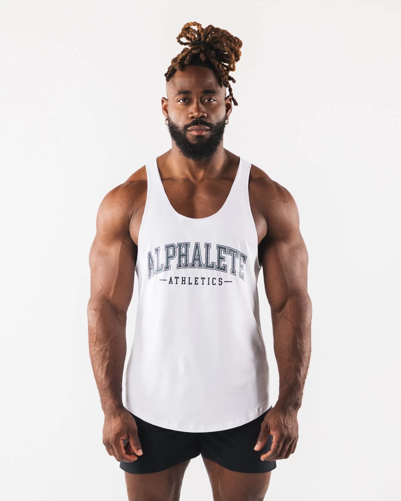 Alphalete Paisley Print Raw Cut Tank - White
