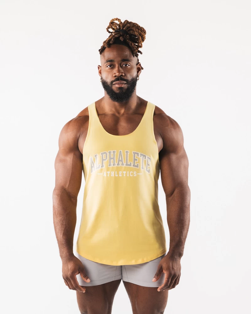 Alphalete Paisley Print Raw Cut Tank - Yellow