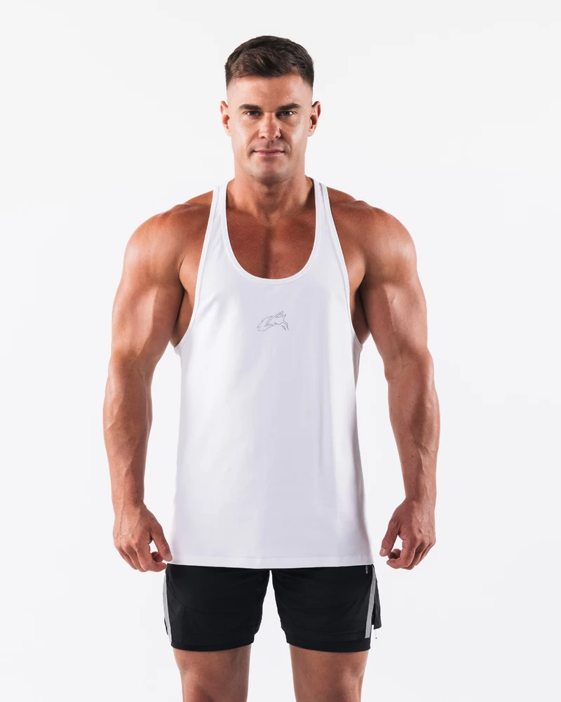 Alphalete Wolf Head Stringer - White / Still Water