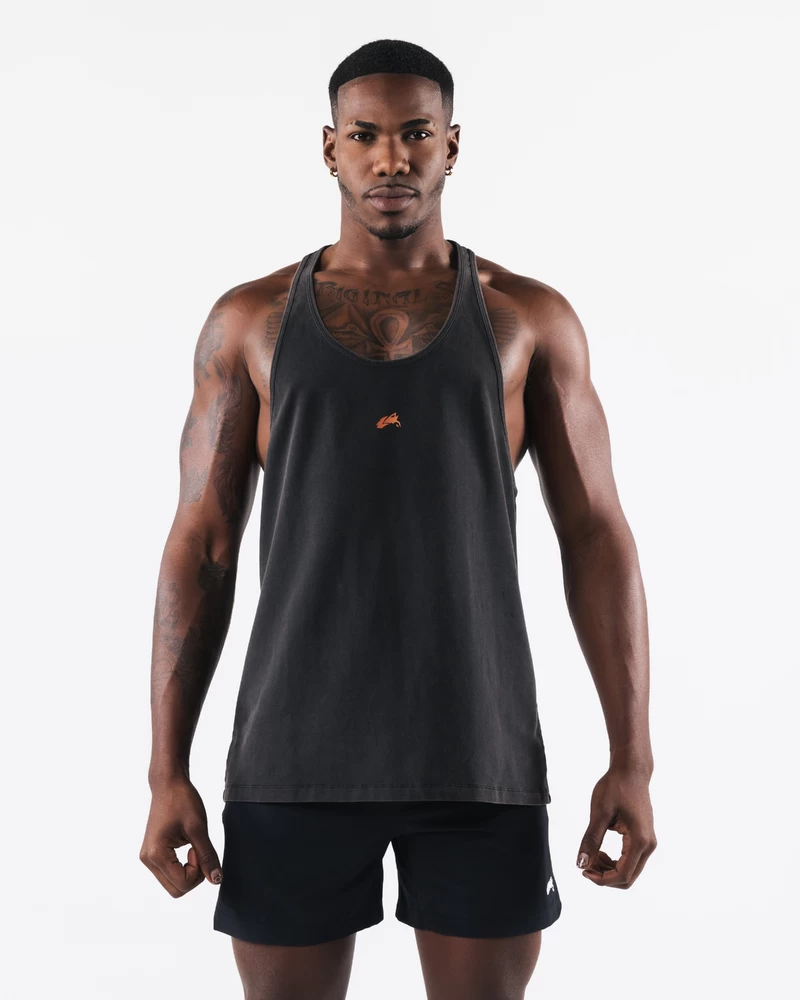 Alphalete Breathe More Stringer - Washed Black / Orange