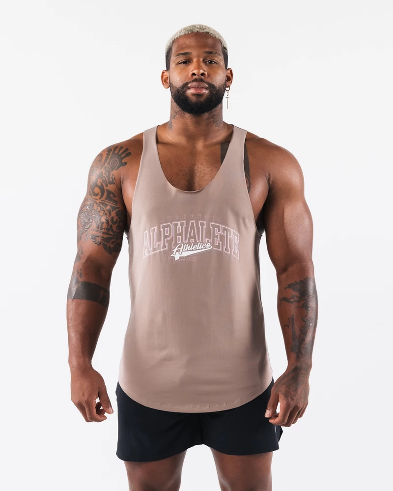 Alphalete Stadium Raw Cut Tank - Sand